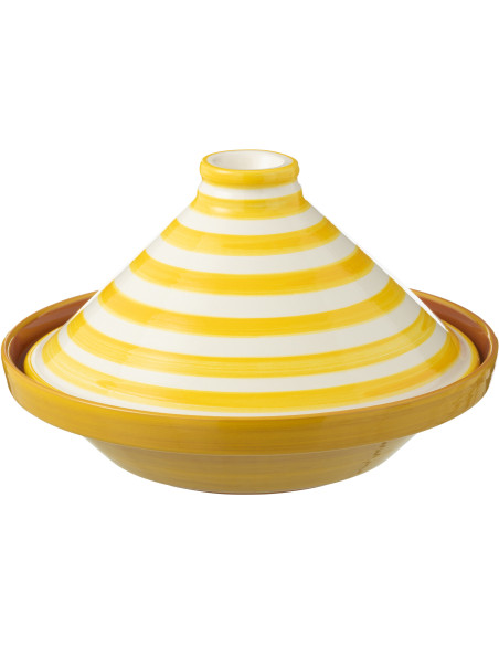 Plat à Tajine original 20 cm en Céramique Jaune Blanc Motif lignes Granada - 1
