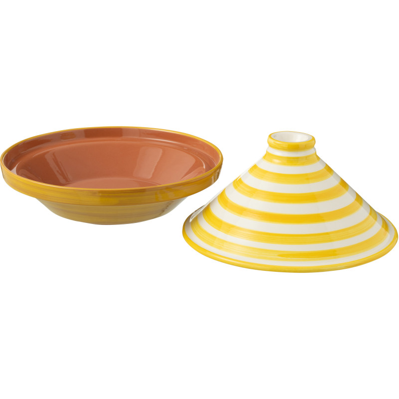 Plat à Tajine original 20 cm en Céramique Jaune Blanc Motif lignes Granada - 2