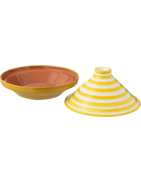Plat à Tajine original 20 cm en Céramique Jaune Blanc Motif lignes Granada - 2