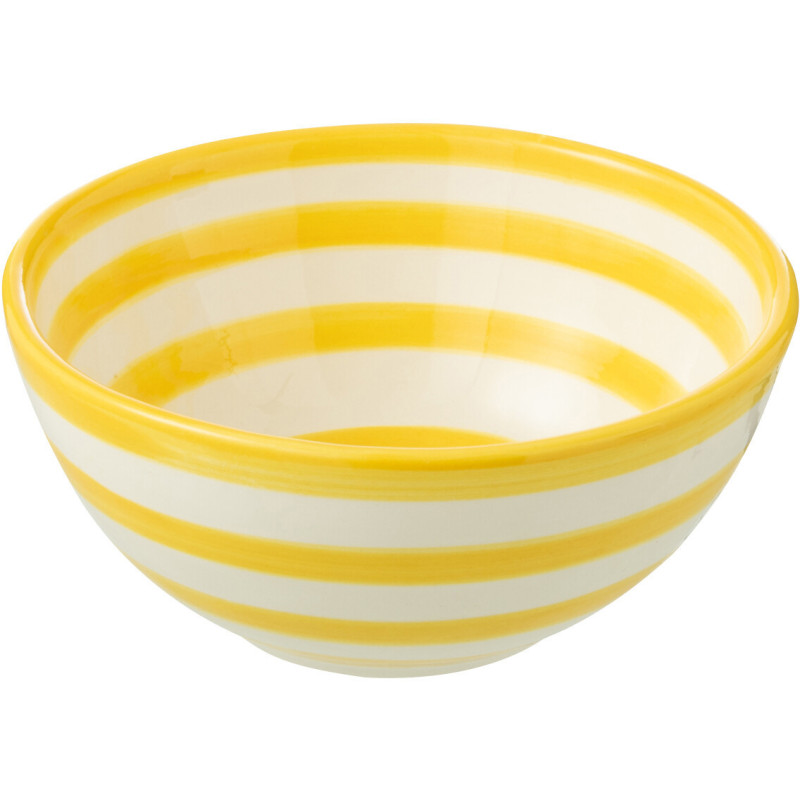 Petit Bol rond 14 cm en Céramique Jaune Blanc Motif lignes Granada - 1