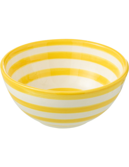Petit Bol rond 14 cm en Céramique Jaune Blanc Motif lignes Granada - 1