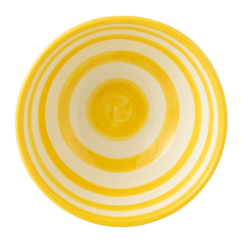 Petit Bol rond 14 cm en Céramique Jaune Blanc Motif lignes Granada - 2