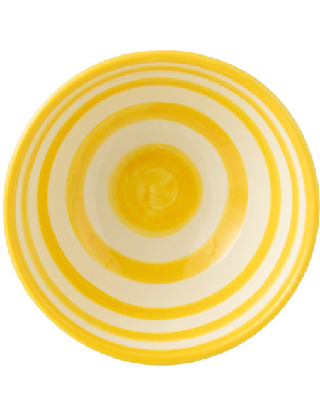Petit Bol rond 14 cm en Céramique Jaune Blanc Motif lignes Granada - 2