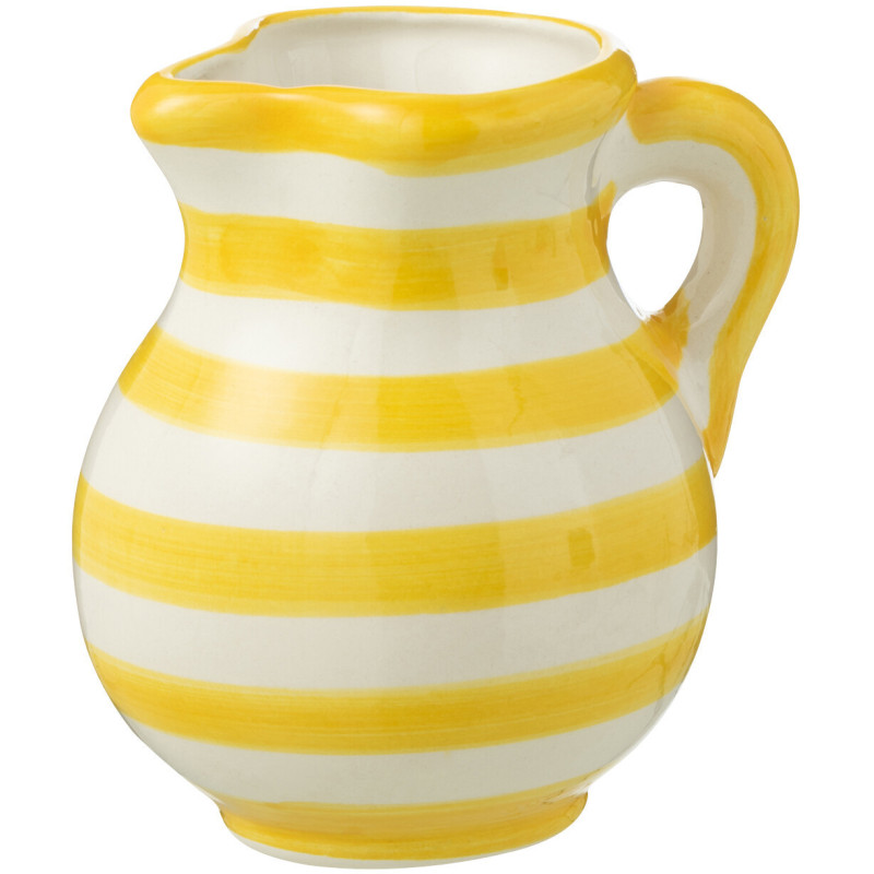 Petit Pichet original 500 ml en Céramique Jaune Blanc Motif lignes Granada - 1