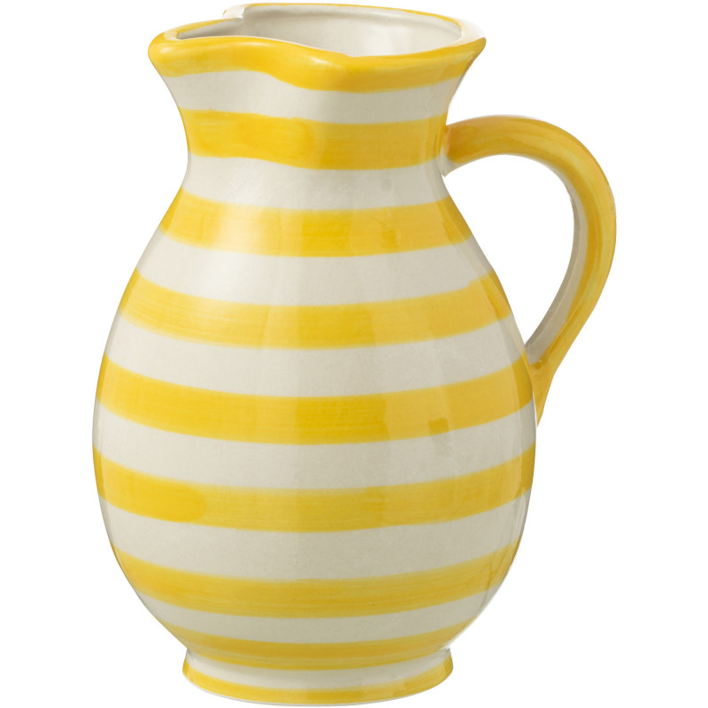 Pichet original 1,6 Litre en Céramique Jaune Blanc Motif lignes Granada - 1