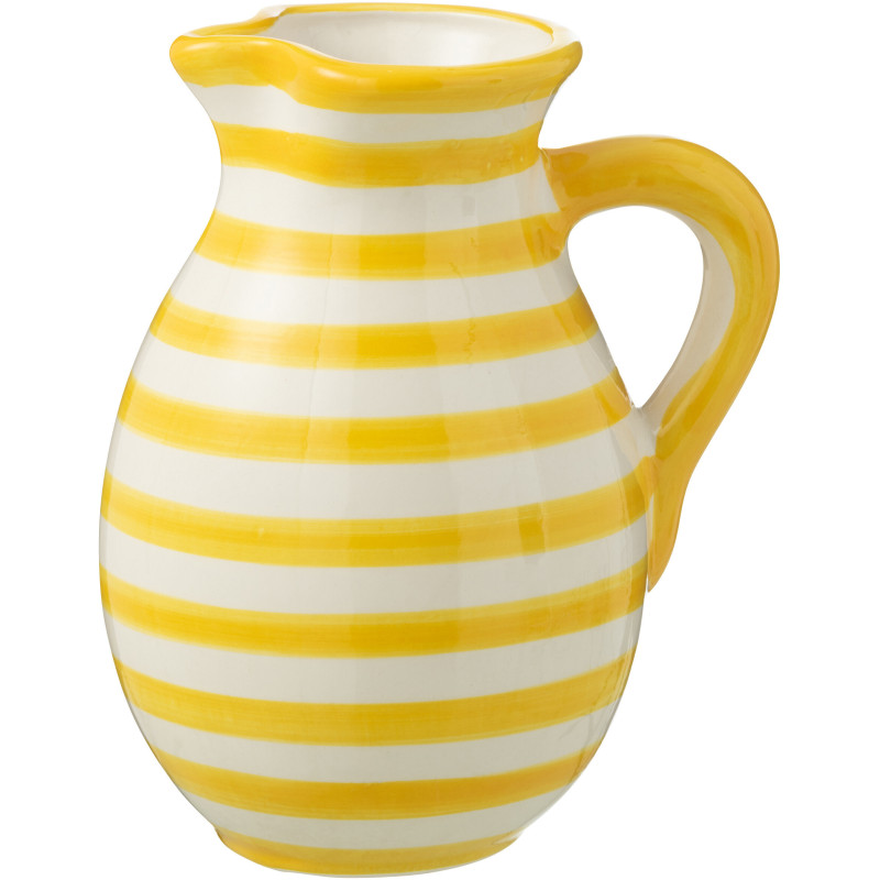Grand Pichet original 3,3 Litre en Céramique Jaune Blanc Motif lignes Granada - 1
