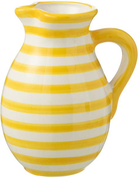 Grand Pichet original 3,3 Litre en Céramique Jaune Blanc Motif lignes Granada - 1