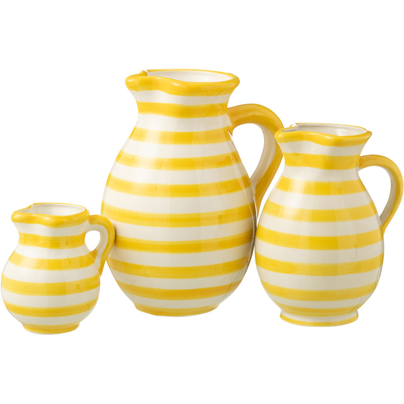 Grand Pichet original 3,3 Litre en Céramique Jaune Blanc Motif lignes Granada - 3