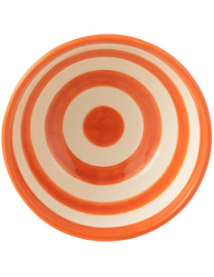 Petit Bol rond 14 cm en Céramique Orange Blanc Motif lignes Granada - 1 2