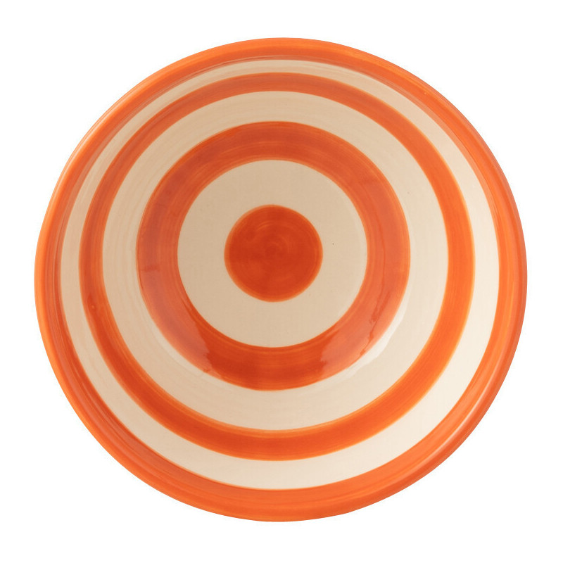 Petit Bol rond 14 cm en Céramique Orange Blanc Motif lignes Granada - 2