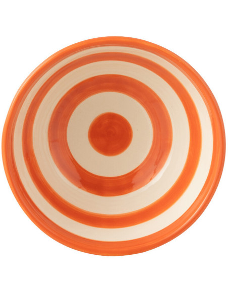 Petit Bol rond 14 cm en Céramique Orange Blanc Motif lignes Granada - 2