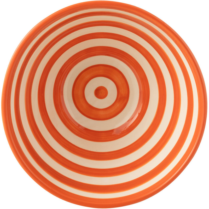 Grand Bol rond 22 cm en Céramique Orange Blanc Motif lignes Granada - 2