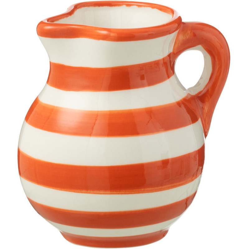 Petit Pichet original 500 ml en Céramique Orange Blanc Motif lignes Granada - 1