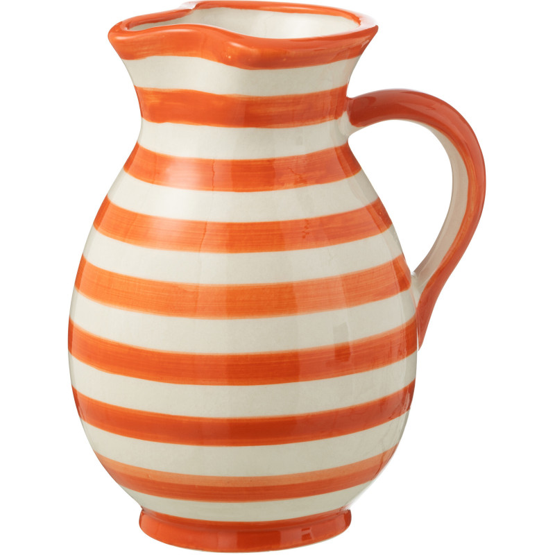 Pichet original 1,6 Litre en Céramique Orange Blanc Motif lignes Granada - 1