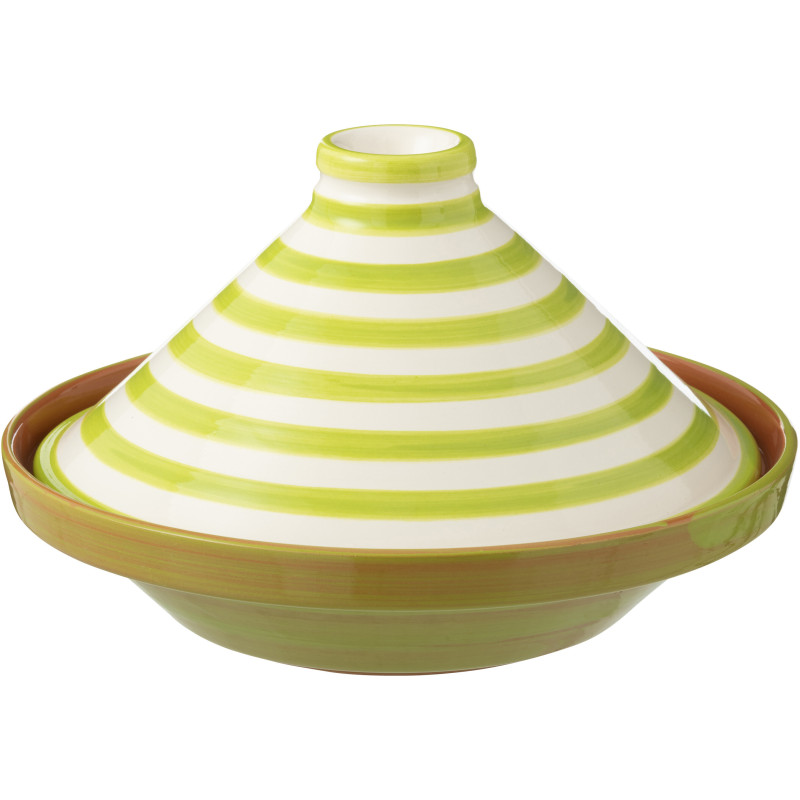 Plat à Tajine original 20 cm en Céramique Vert Blanc Motif lignes Granada - 1