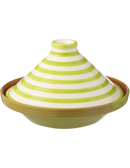 Plat à Tajine original 20 cm en Céramique Vert Blanc Motif lignes Granada - 1