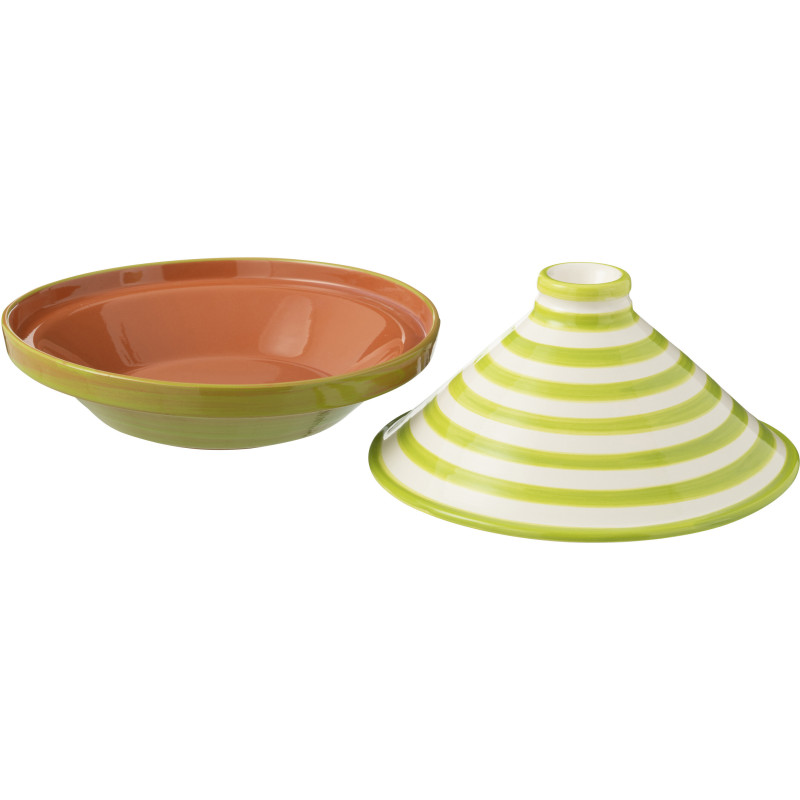 Plat à Tajine original 20 cm en Céramique Vert Blanc Motif lignes Granada - 2