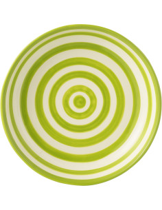 Plat original rond 25 cm en Céramique Vert Blanc Motif lignes Granada - 1 2