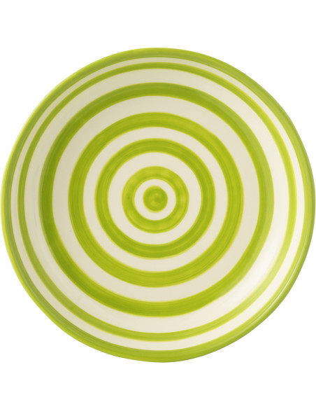 Plat original rond 25 cm en Céramique Vert Blanc Motif lignes Granada - 2