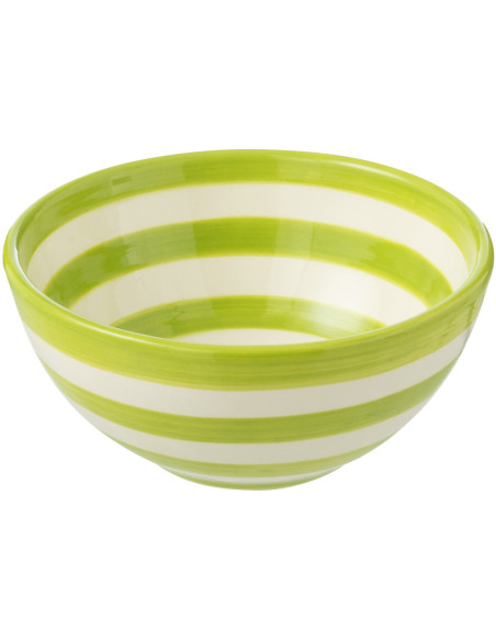 Petit Bol rond 14 cm en Céramique Vert Blanc Motif lignes Granada - 1