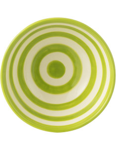 Petit Bol rond 14 cm en Céramique Vert Blanc Motif lignes Granada - 1 2