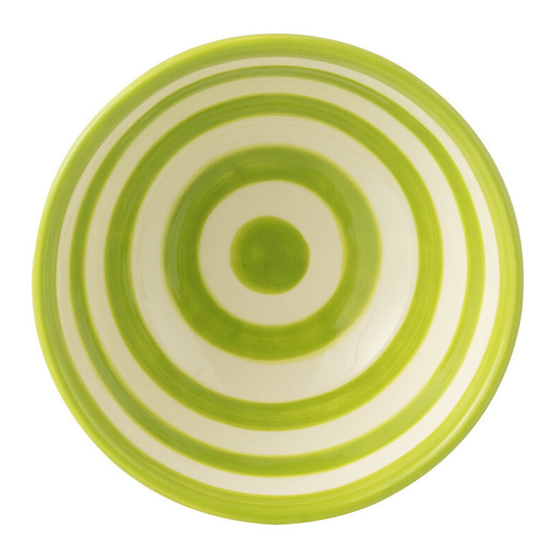 Petit Bol rond 14 cm en Céramique Vert Blanc Motif lignes Granada - 2