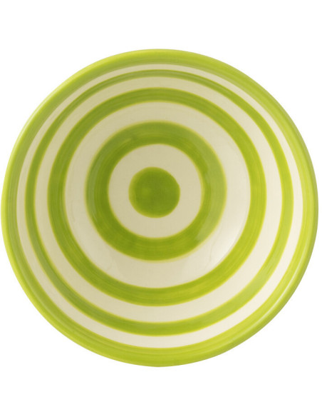 Petit Bol rond 14 cm en Céramique Vert Blanc Motif lignes Granada - 2