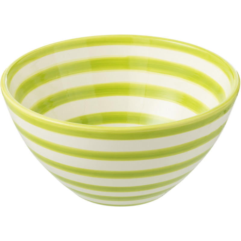 Grand Bol rond 22 cm en Céramique Vert Blanc Motif lignes Granada - 1
