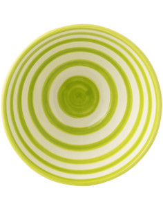 Grand Bol rond 22 cm en Céramique Vert Blanc Motif lignes Granada - 1 2