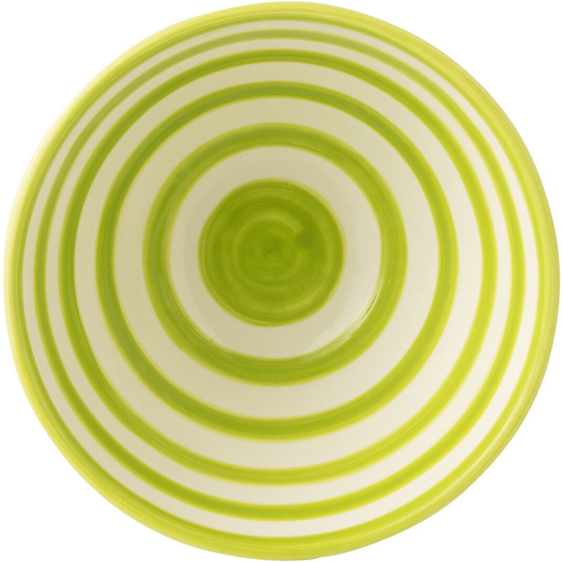 Grand Bol rond 22 cm en Céramique Vert Blanc Motif lignes Granada - 2