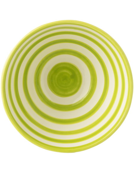 Grand Bol rond 22 cm en Céramique Vert Blanc Motif lignes Granada - 2