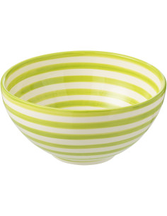 Saladier original rond 28 cm en Céramique Vert Blanc Motif lignes Granada - 1