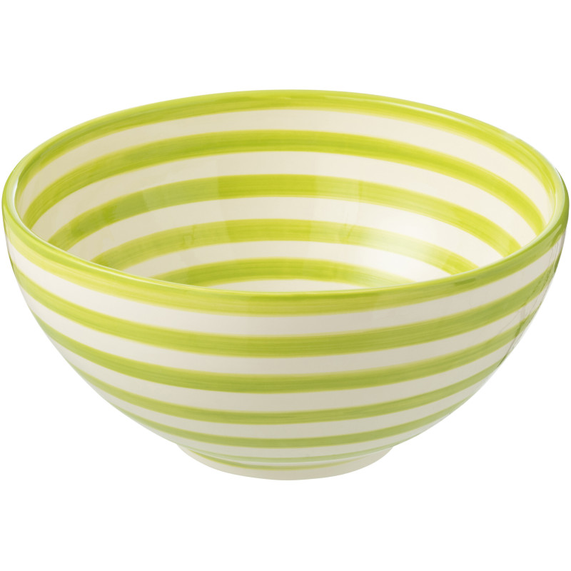 Saladier original rond 28 cm en Céramique Vert Blanc Motif lignes Granada - 1