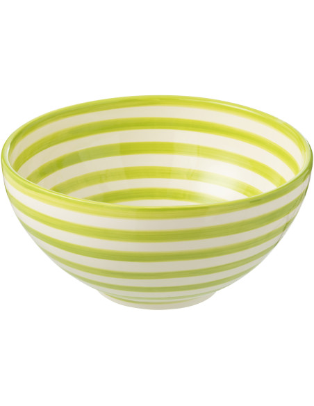 Saladier original rond 28 cm en Céramique Vert Blanc Motif lignes Granada - 1