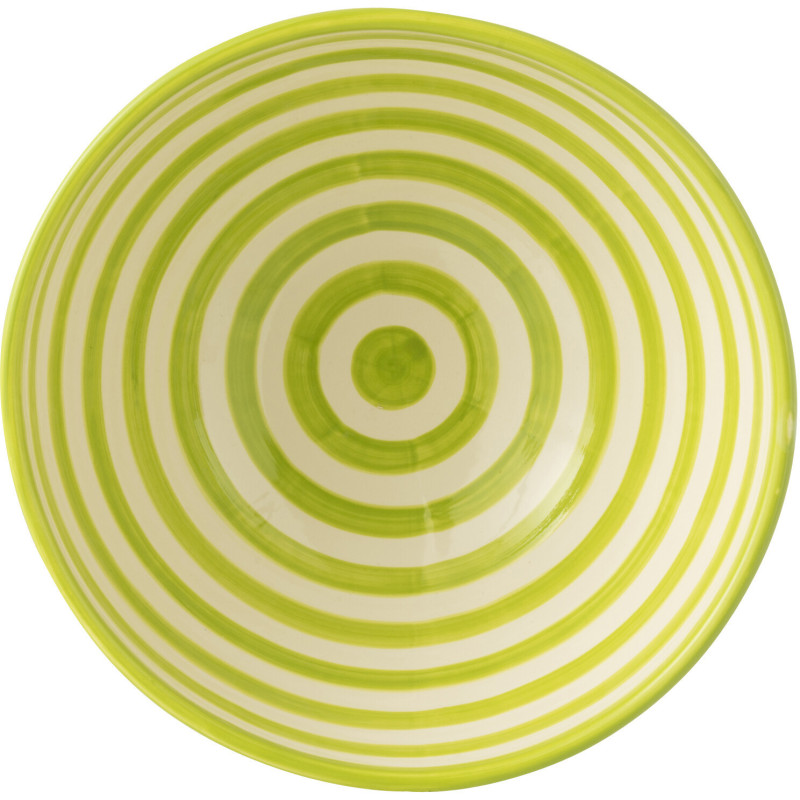 Saladier original rond 28 cm en Céramique Vert Blanc Motif lignes Granada - 2