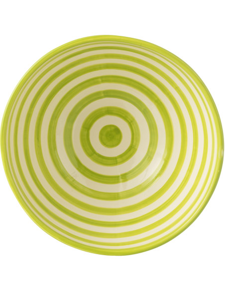 Saladier original rond 28 cm en Céramique Vert Blanc Motif lignes Granada - 2