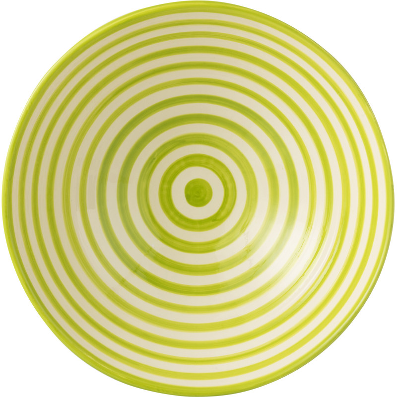 Grand Saladier rond 40 cm en Céramique Vert Blanc Motif lignes Granada - 3