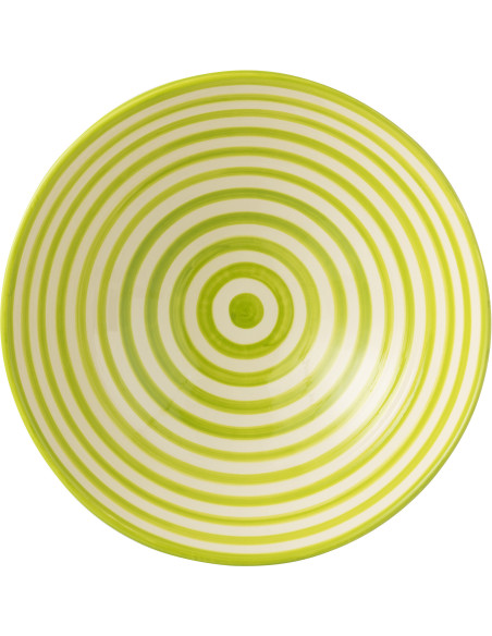 Grand Saladier rond 40 cm en Céramique Vert Blanc Motif lignes Granada - 3