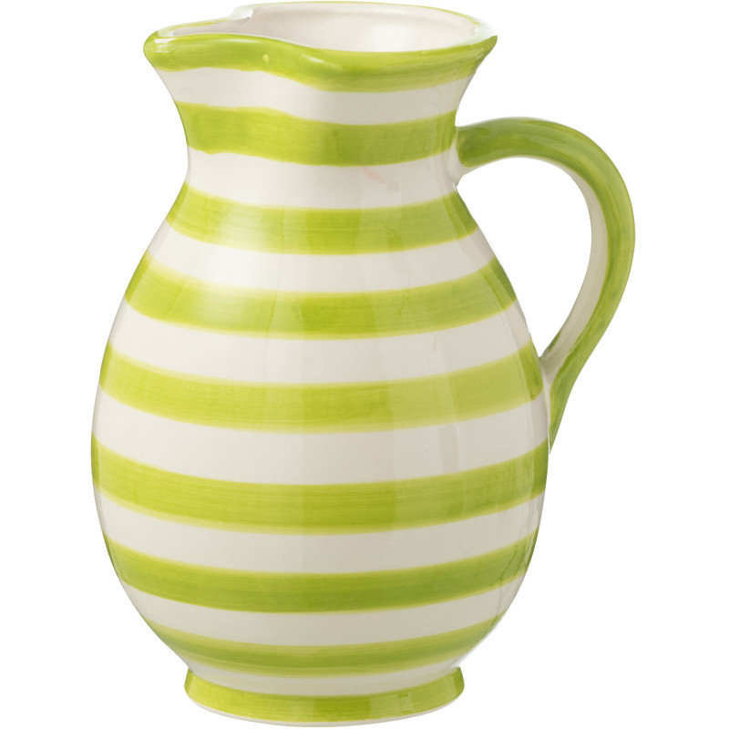 Pichet original 1,6 Litre en Céramique Vert Blanc Motif lignes Granada - 1