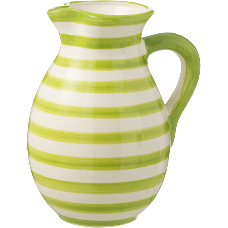 Grand Pichet original 3,3 Litre en Céramique Vert Blanc Motif lignes Granada - 1