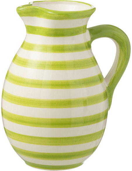 Grand Pichet original 3,3 Litre en Céramique Vert Blanc Motif lignes Granada - 1