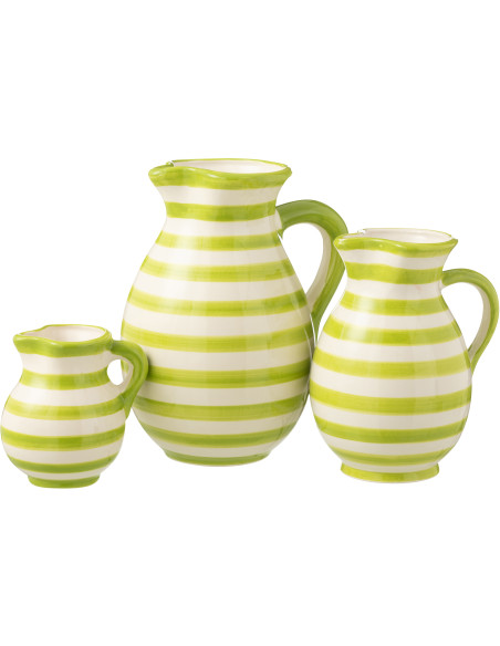 Grand Pichet original 3,3 Litre en Céramique Vert Blanc Motif lignes Granada - 2