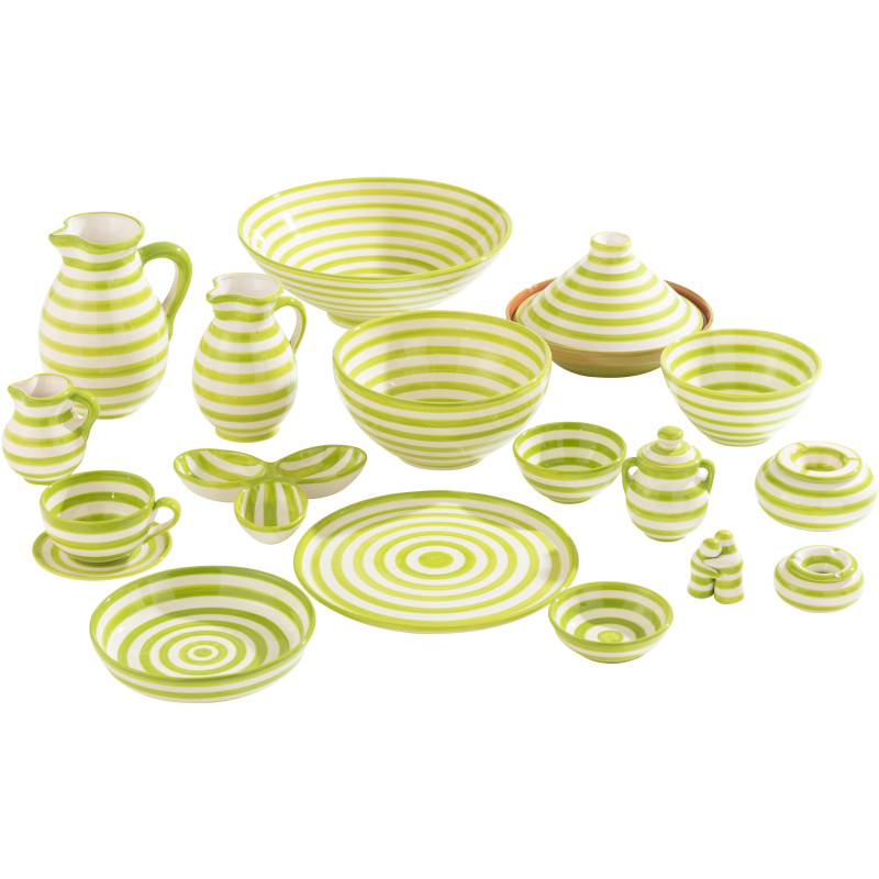 Cendrier original 14 cm en Céramique Vert Blanc Motif lignes Granada - 3