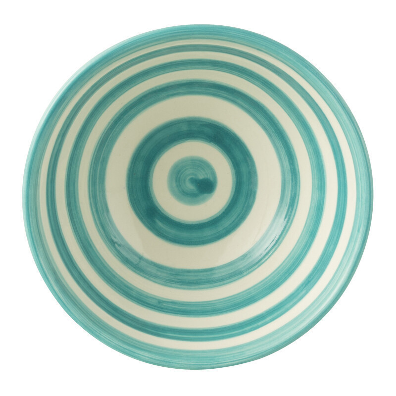 Petit Bol rond 14 cm en Céramique Bleu aqua Blanc Motif lignes Granada - 2