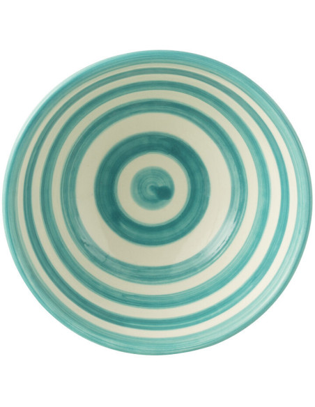 Petit Bol rond 14 cm en Céramique Bleu aqua Blanc Motif lignes Granada - 2