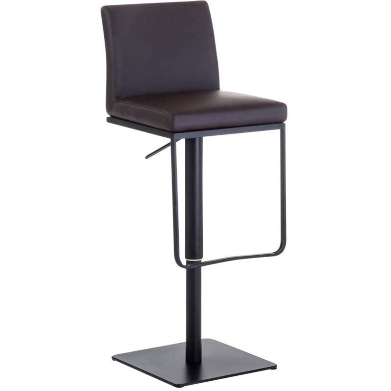 Tabouret de bar Avec dossier Nolan en Polyuréthane Chocolat Métal Noir Mat - 1