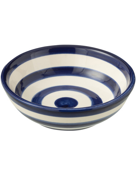 Bol à apéro 14 cm en Céramique Bleu cobalt Blanc Motif lignes Granada - 1
