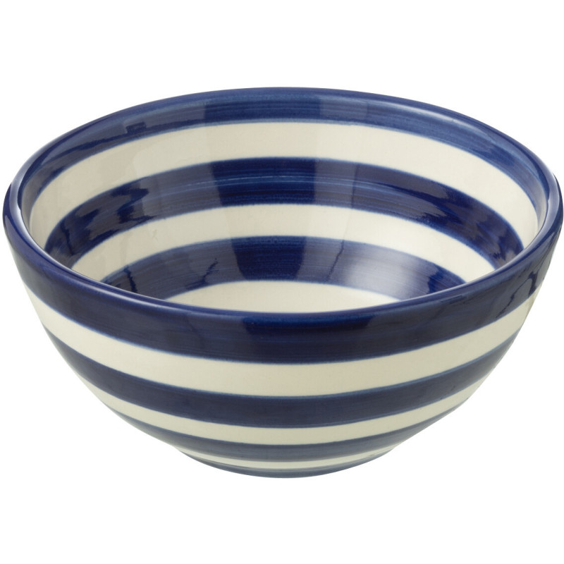 Petit Bol rond 14 cm en Céramique Bleu cobalt Blanc Motif lignes Granada - 1