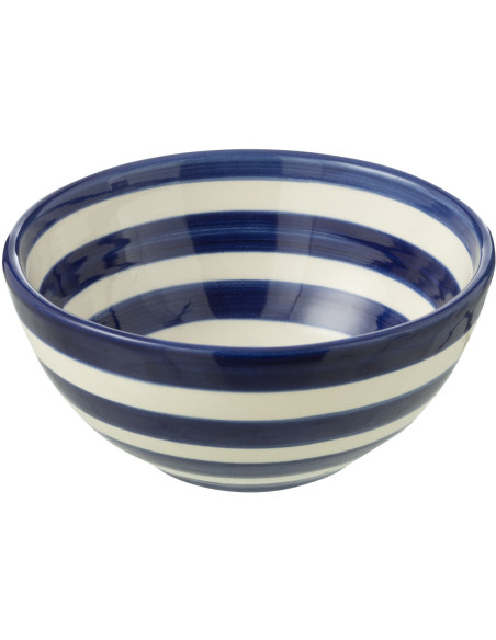 Petit Bol rond 14 cm en Céramique Bleu cobalt Blanc Motif lignes Granada - 1