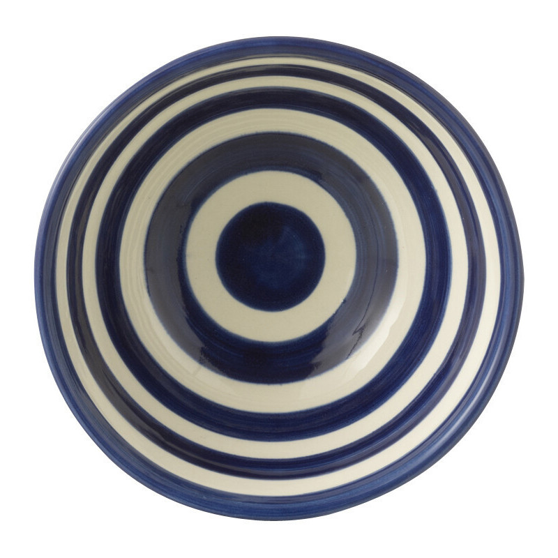 Petit Bol rond 14 cm en Céramique Bleu cobalt Blanc Motif lignes Granada - 2